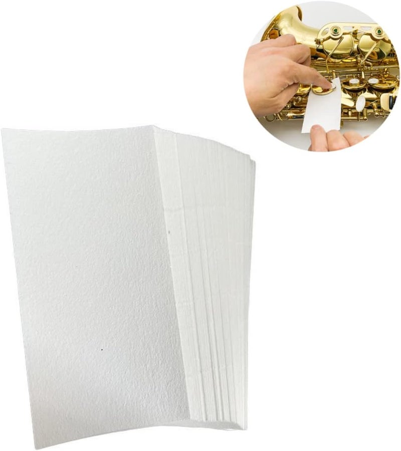 CCeCCe 100 Sheets Saxophone Cleaning Paper Woodwind Mouthpiece Pad Anti-Sticky Button Drying Absorbent Cleaner Papers for Sax Flute Clarinet Oboe Bassoon Maintenance - Image 1